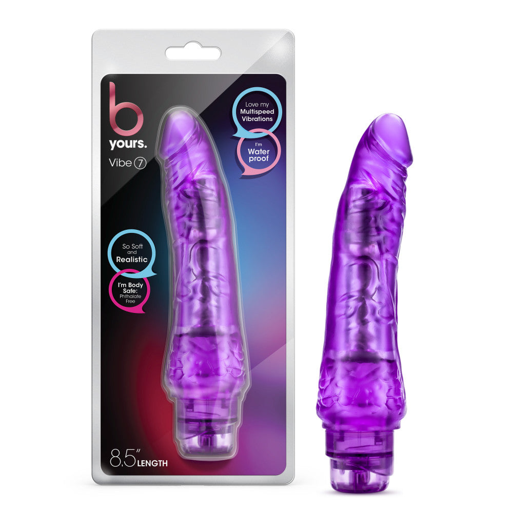 B Yours By Blush® | Vibe 7 Realistic Purple 8.5-Inch Long Vibrating Dildo、mySite、bottomscart
