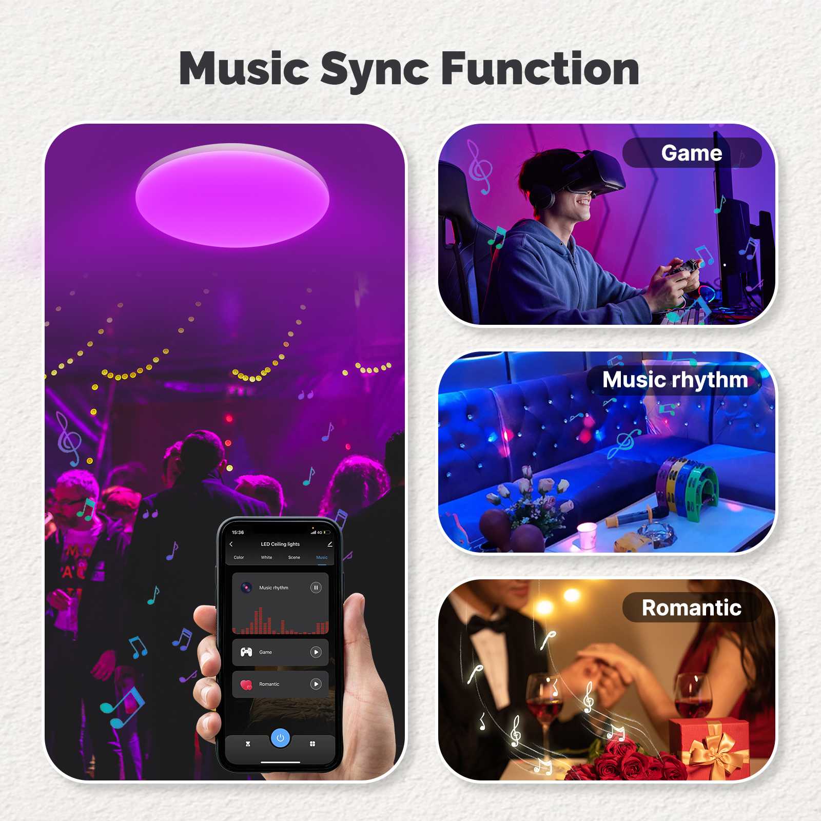 WiFi Smart Ceiling Light Bluetooth With Beacon Remote Control RGB Dimmable Lighting、mySite、fannypackpong