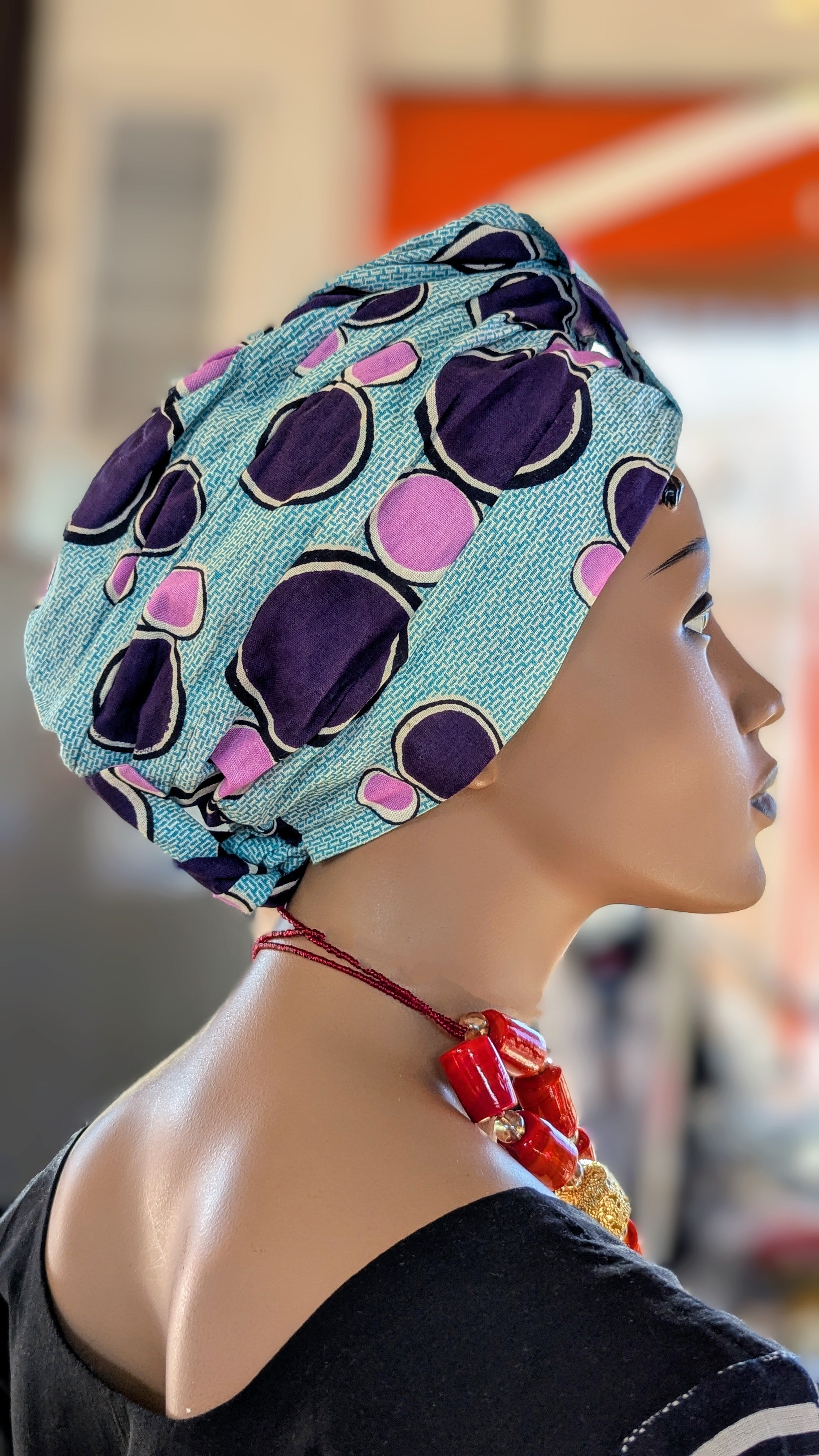 Dupsie's Yamani African Print Pre-tied Head wrap hat DP3845PT3、mySite、solidvoid