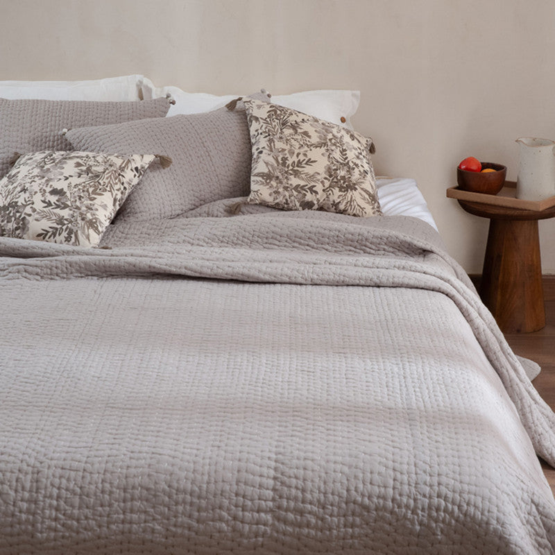 Cotton Cushion Cover | Beige & Grey | 45 x 45 cm、mySite、camillekostekn