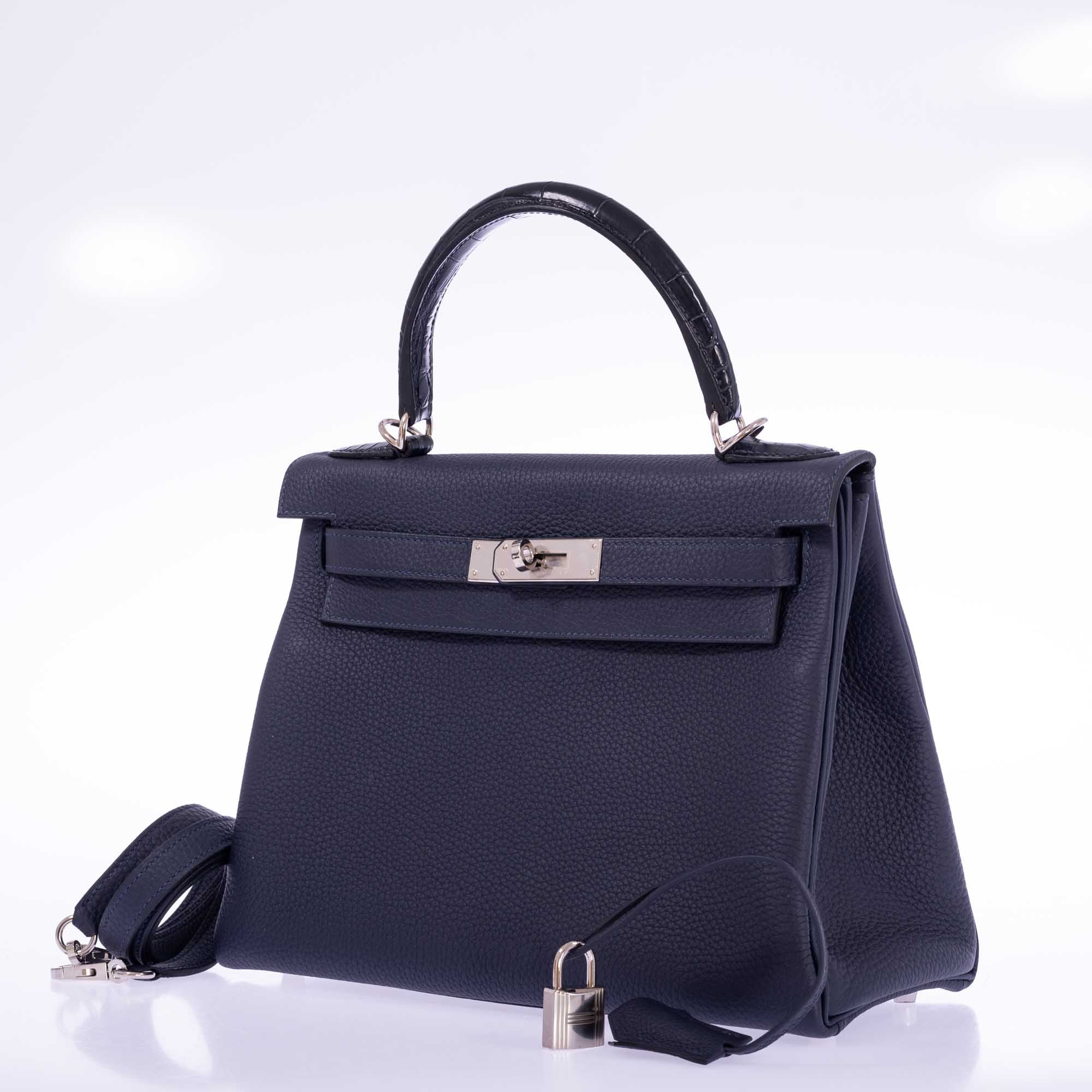 Hermès Kelly 28 Retourne Touch Bleu Nuit Togo and Bleu Marine Alligator Palladium Hardware、mySite、garminoutage.com