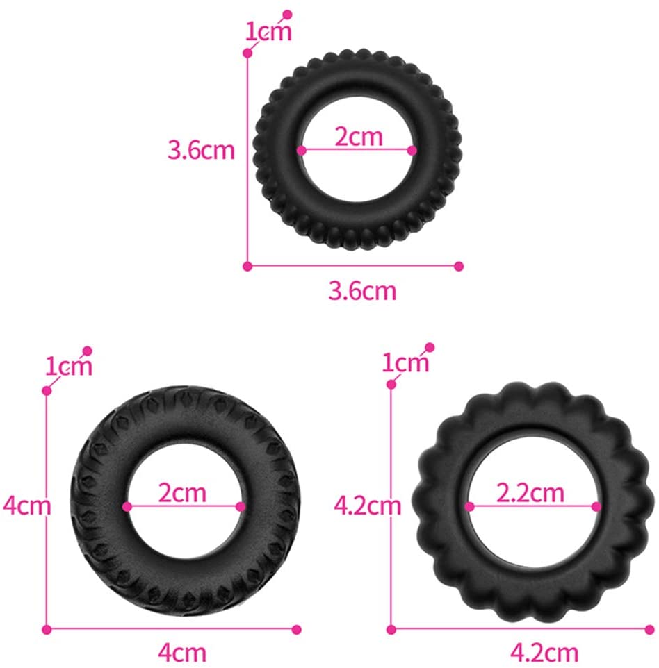 3 Piece Tyre Cock Ring Set | Black | Stretchy | Strong Erection、mySite、bottomscart
