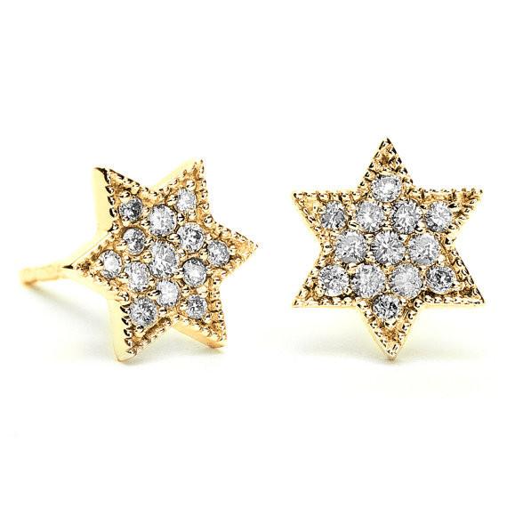 Diamond Star Of David Earrings In Yellow Gold、mySite、topwebapps