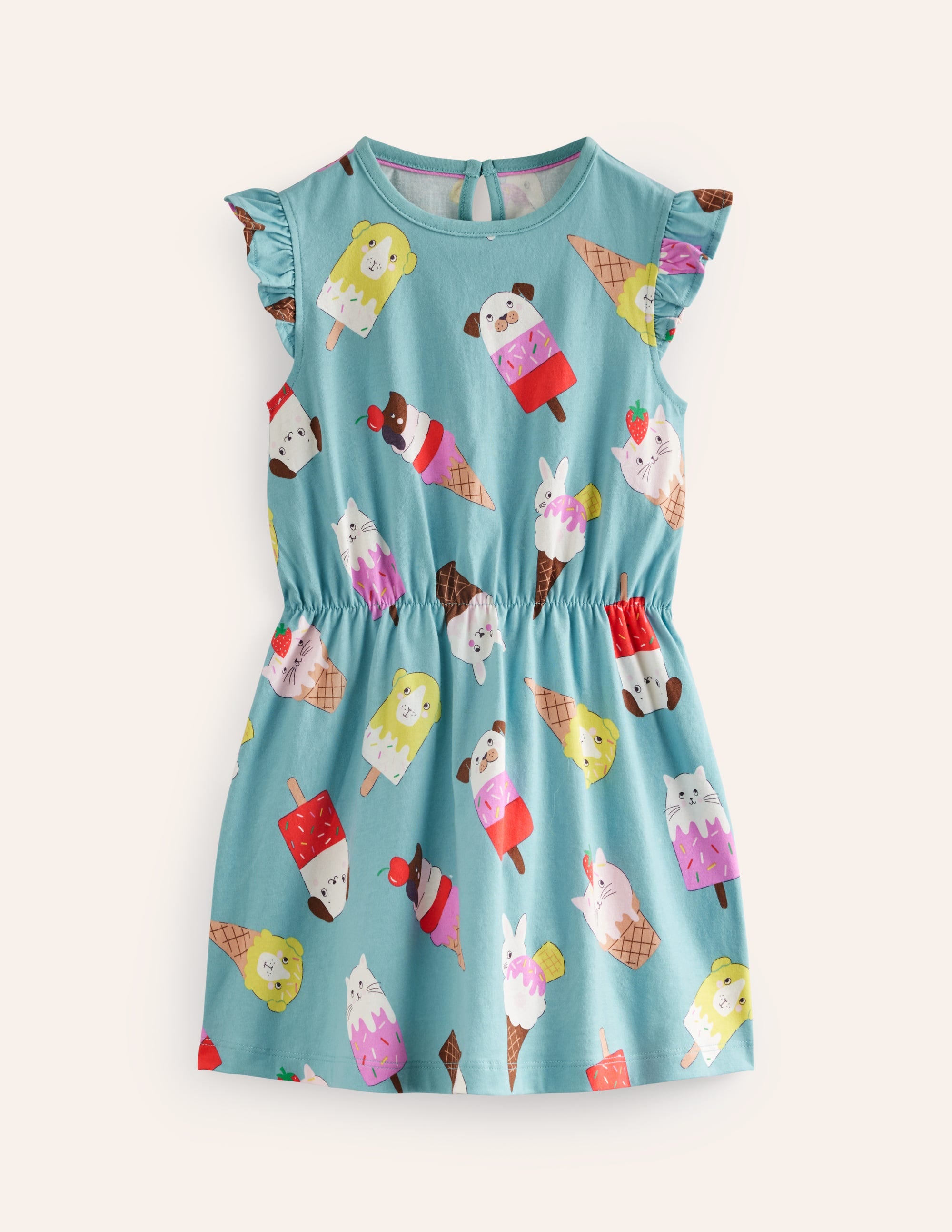  Frill Sleeve Jersey Dress-Aqua Sea Ice Creams、mySite、ashleygrahame