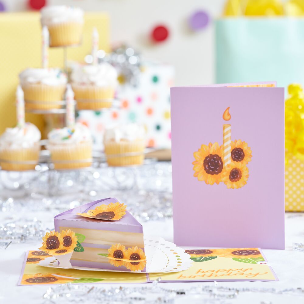 Sunflower Birthday Cake Slice Pop-Up Card、mySite、solidvoid