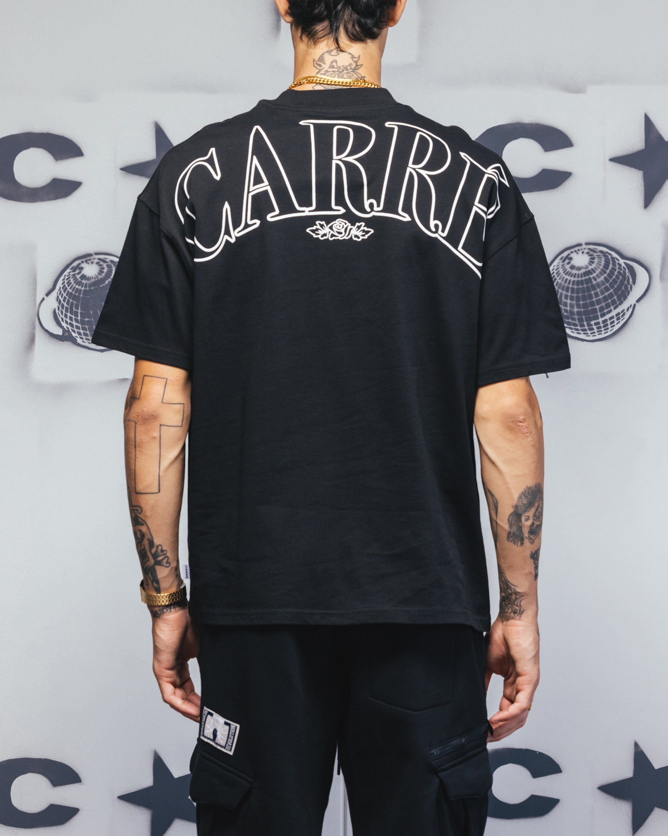 Carre Bloom T-Shirt Black、mySite、zt4zffjzw