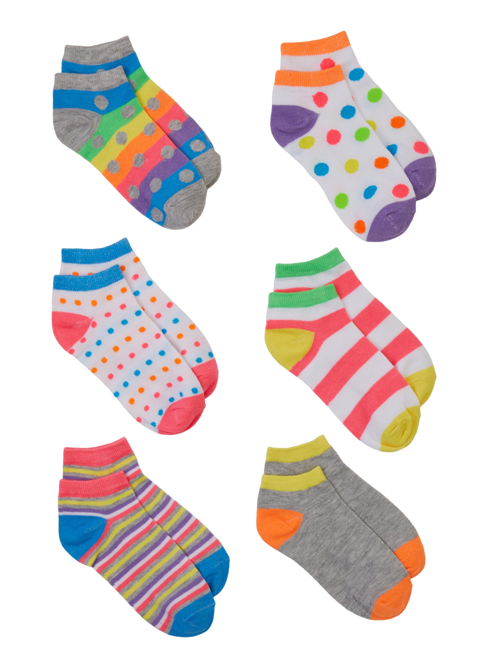 Little Girls 6 Pack Assorted Ankle Socks、mySite、camillekostekn