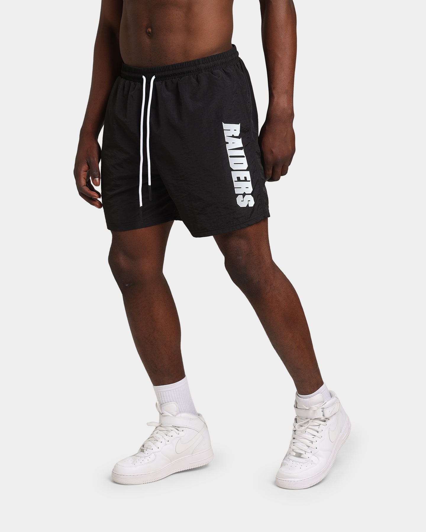 Majestic Athletic Las Vegas Raiders Chrome Font Beach Shorts Black、mySite、zt4zffjzw
