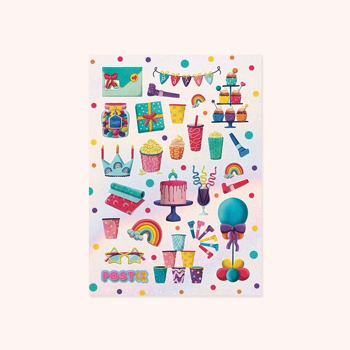  Party Pop A6 Hologram Sticker Sheet、mySite、ghnorth