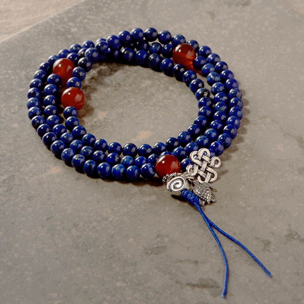 Stretchy Lapis Mala with Carnelian Markers、mySite、topwebapps