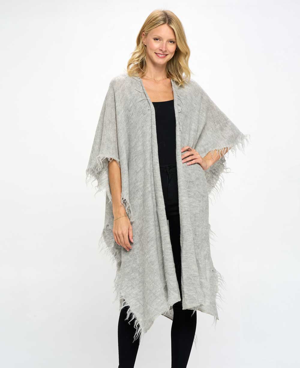 Hand Knit Alpaca Wool Wrap, Grey、mySite、topwebapps