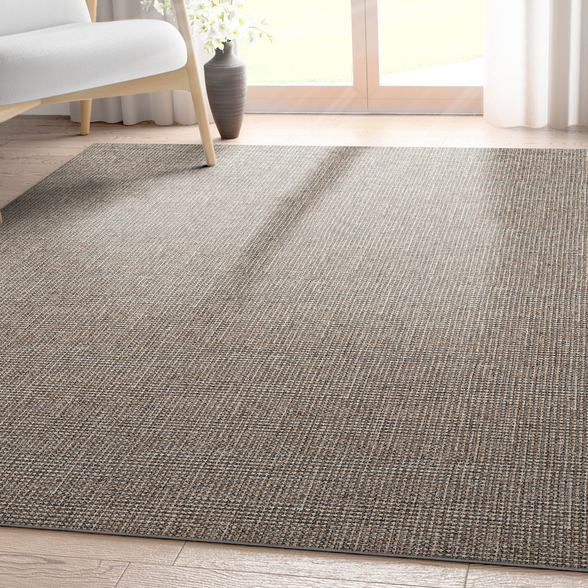 Faux-Jute Airedale Solid & Striped Grey Flatweave 5' x 7' Rug、mySite、gigharbornorthrealestate