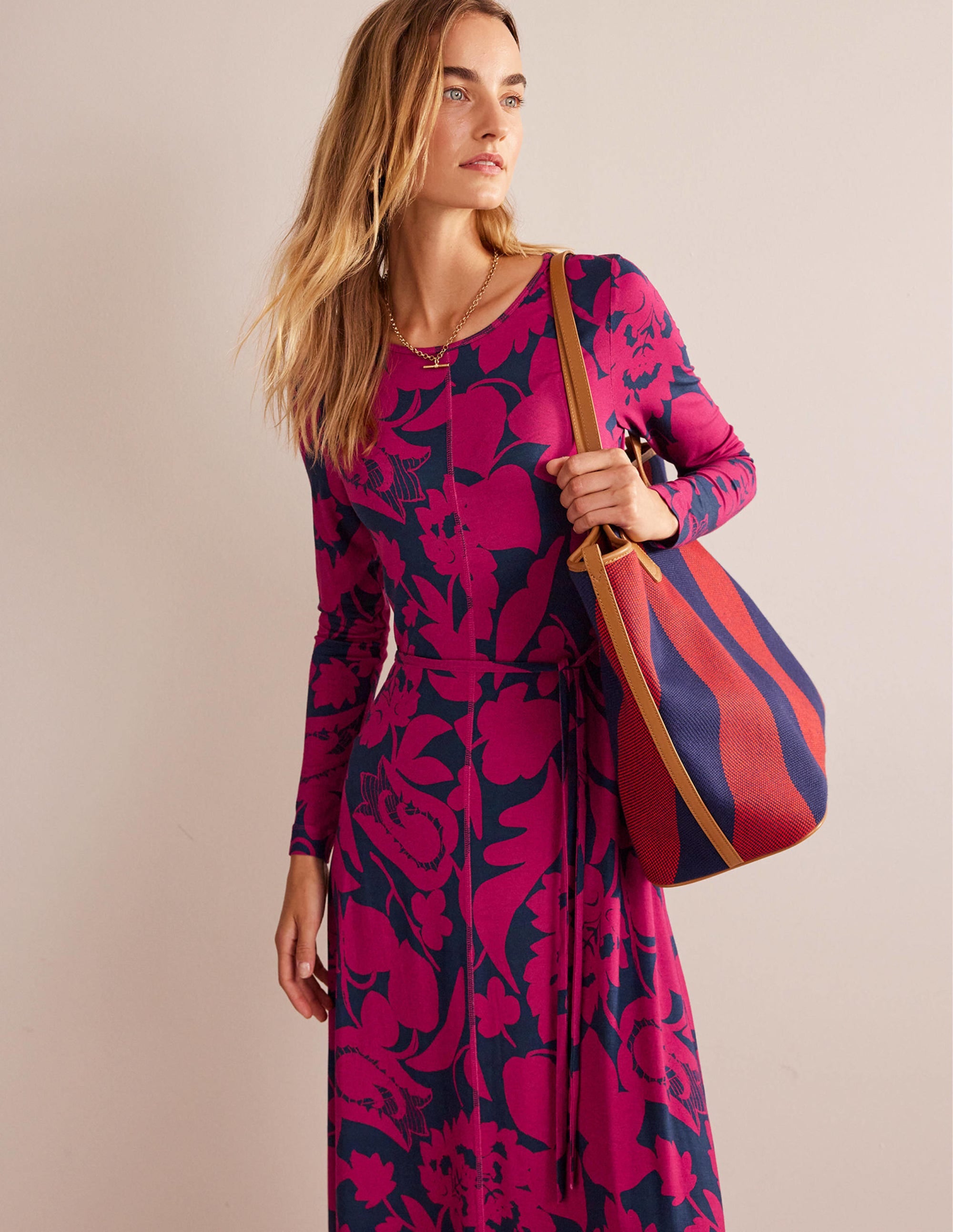  Lucy Jersey Midi Dress-Warm Cranberry, Tulip Bloom、mySite、ashleygrahame