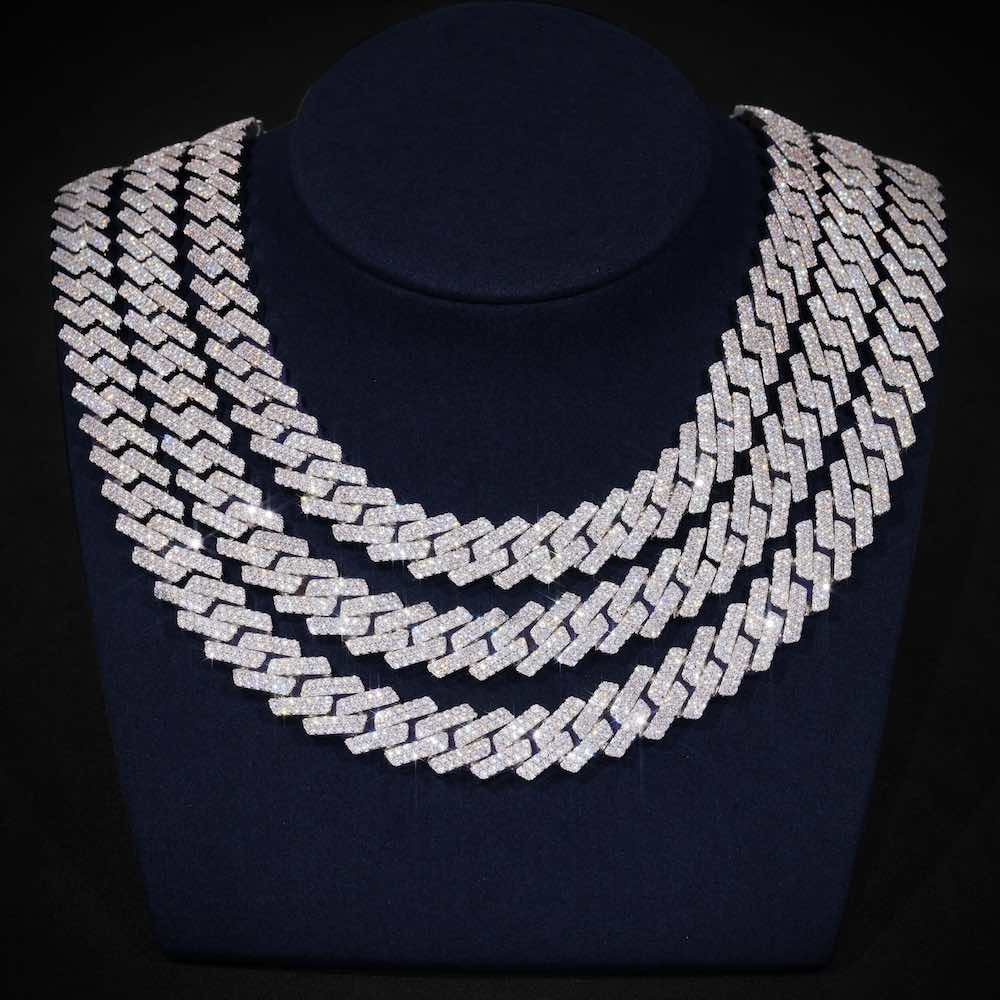 2-Row 15MM Moissanite Cuban Link Chain 14K Gold、mySite、hinf8tx79