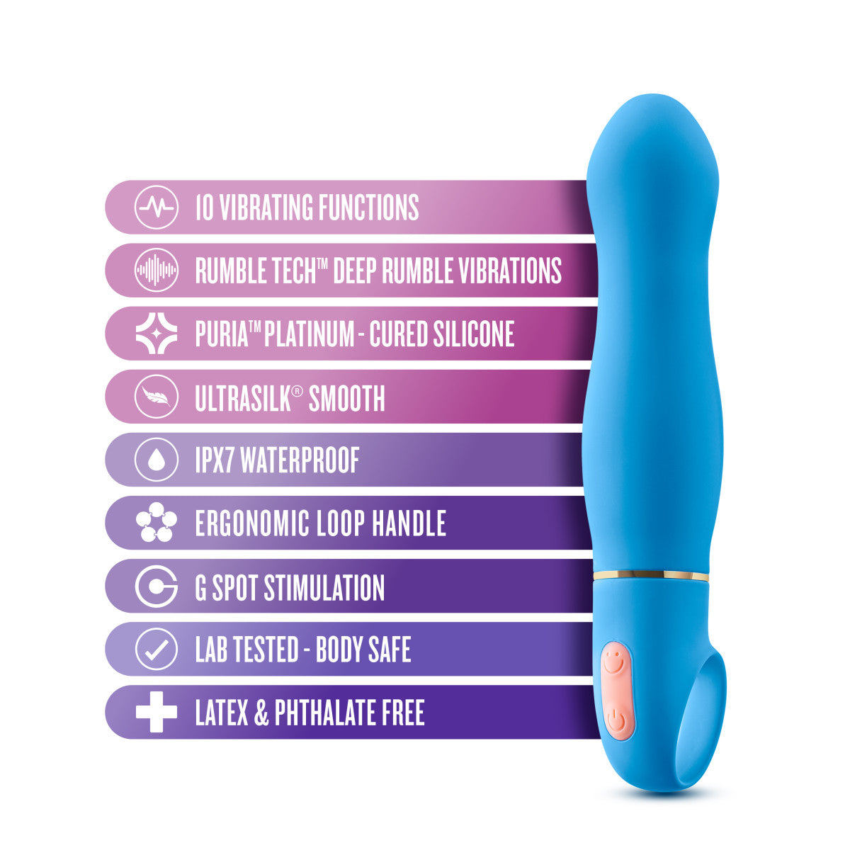 Aria By Blush® | Exciting AF: Enhanced G-Spot Stimulation Blue Silicone Vibrator with Powerful RumboTech™ Technology、mySite、bottomscart