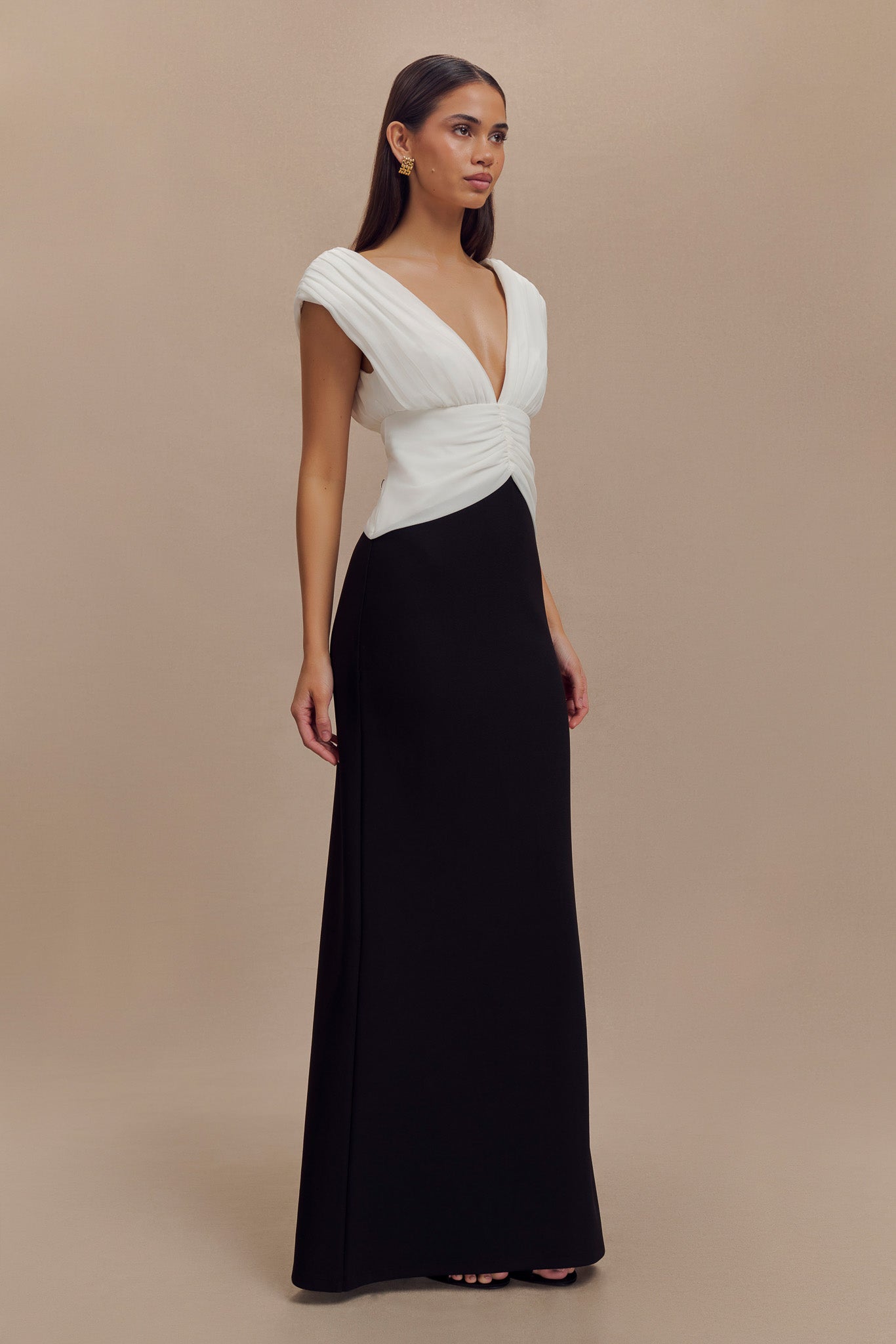 Monique Contrast Maxi Dress - Black、mySite、solidvoid