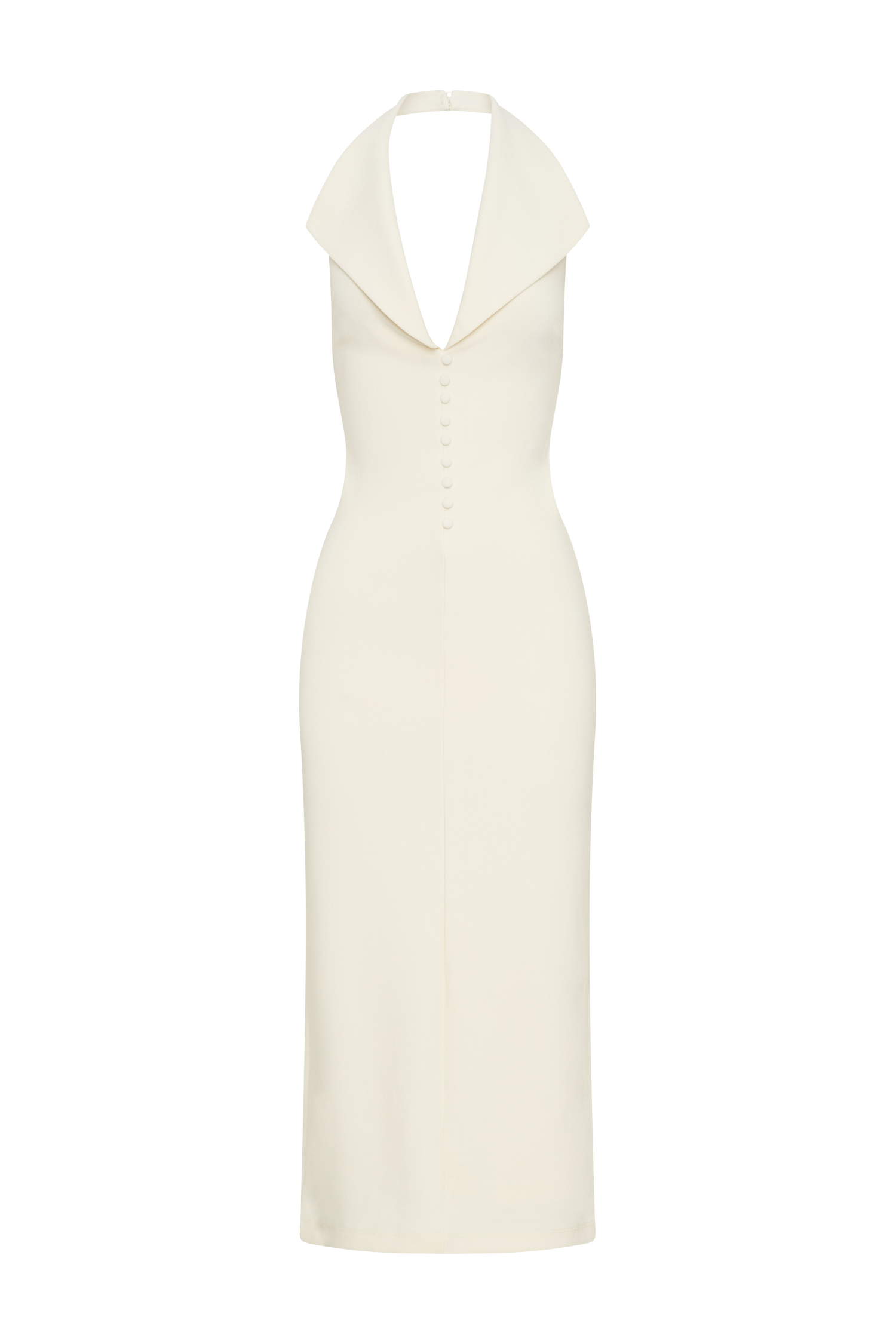 Annita Crepe Halter Midi Dress - Ivory、mySite、solidvoid