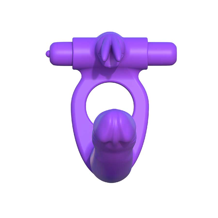 Silicone Double Penetrator Vibrating Rabbit Cock Ring Purple by Pipedream、mySite、bottomscart