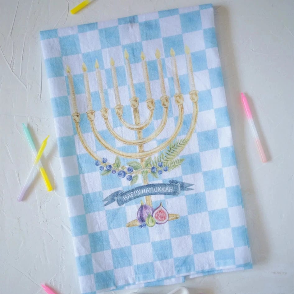 Menorah Checker Print Cotton Tea Towel、mySite、topwebapps