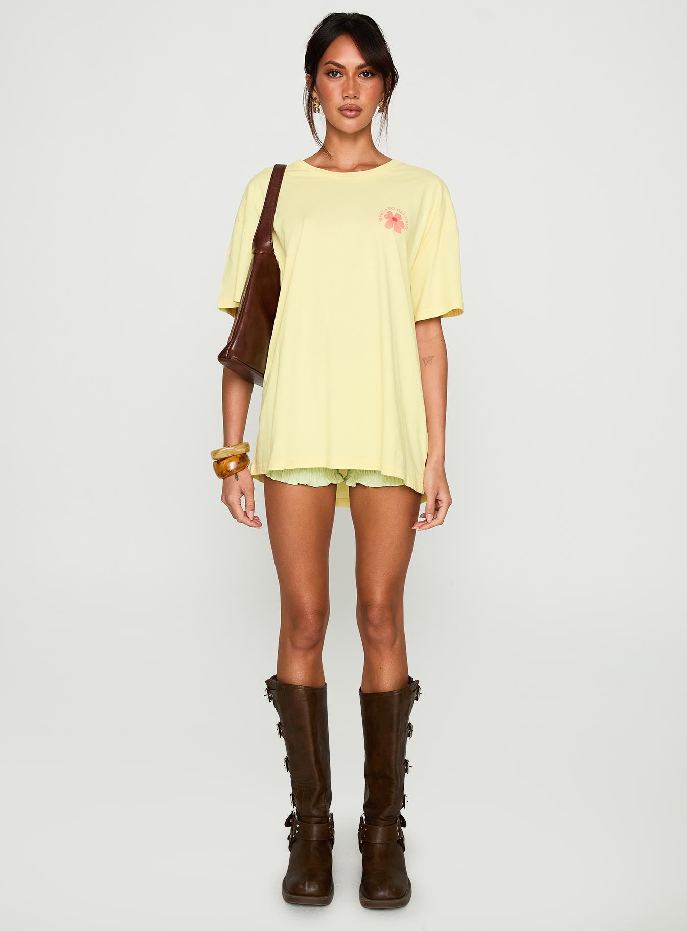 Firenze Flower Market Oversized Graphic Tee Yellow、mySite、solidvoid