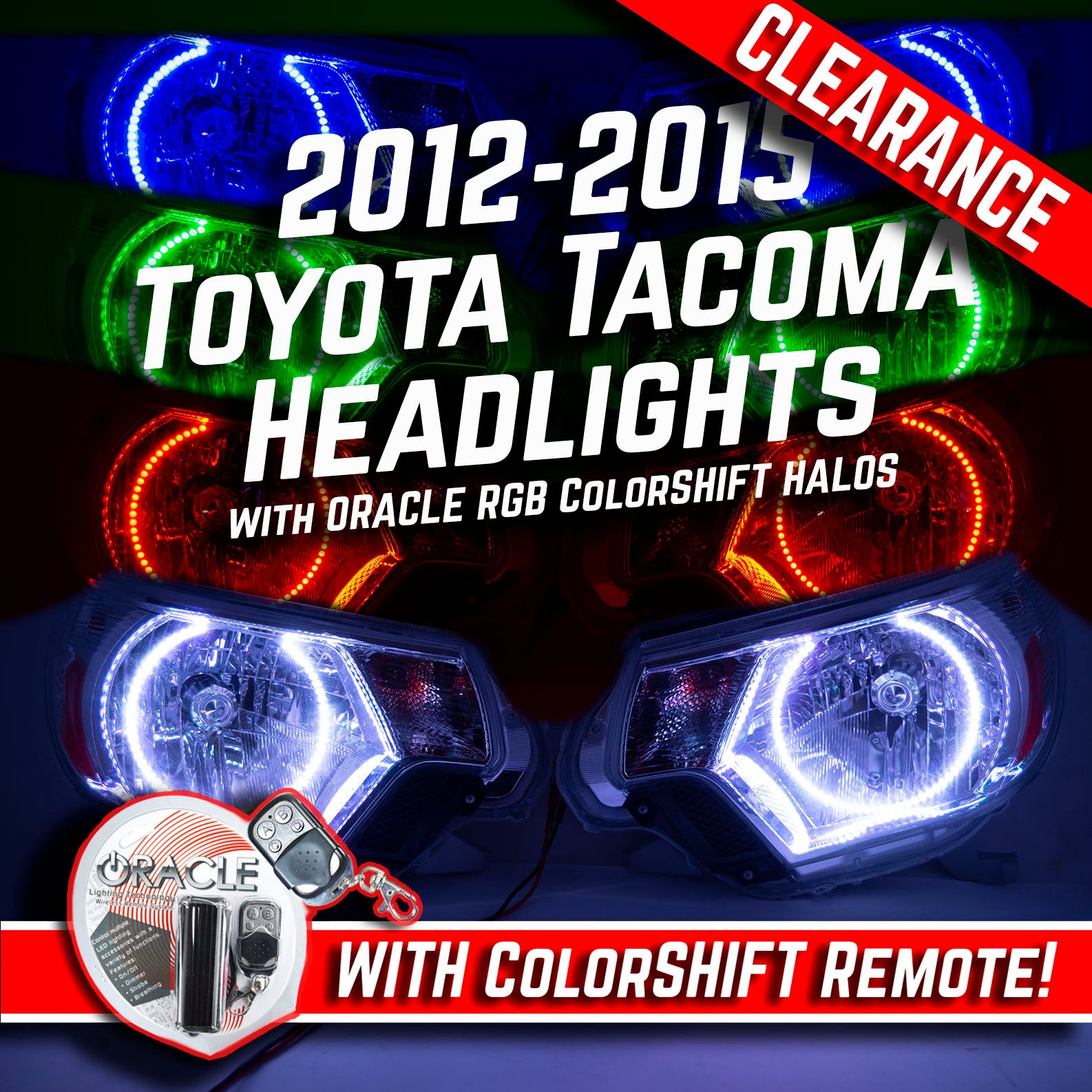 2012-2015 Toyota Tacoma Headlights ORACLE RGB ColorSHIFT LED Halos + ORACLE RGB Remote、mySite、nflplayoffbracketp