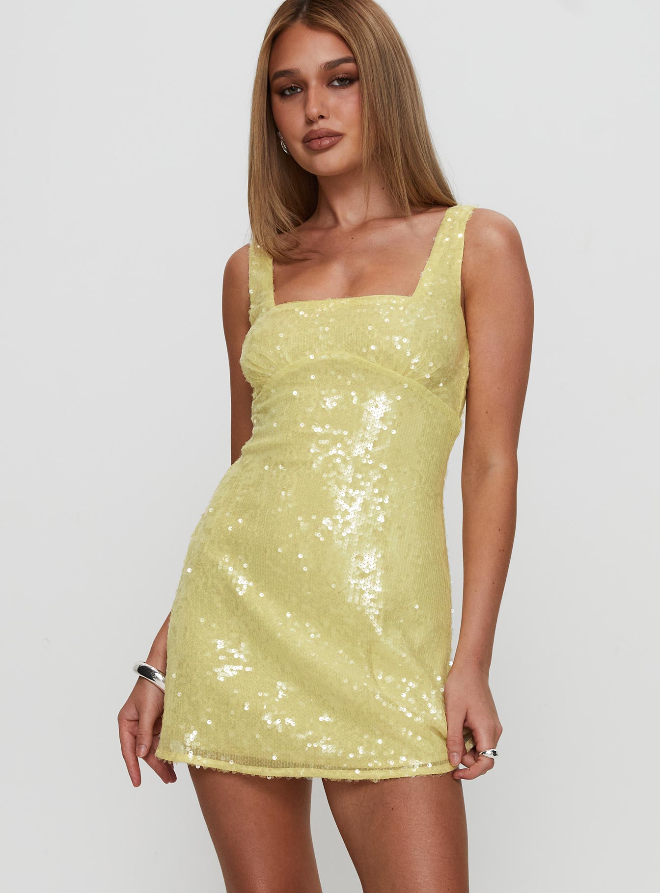 Dasha Mini Dress Yellow Sequin、mySite、solidvoid