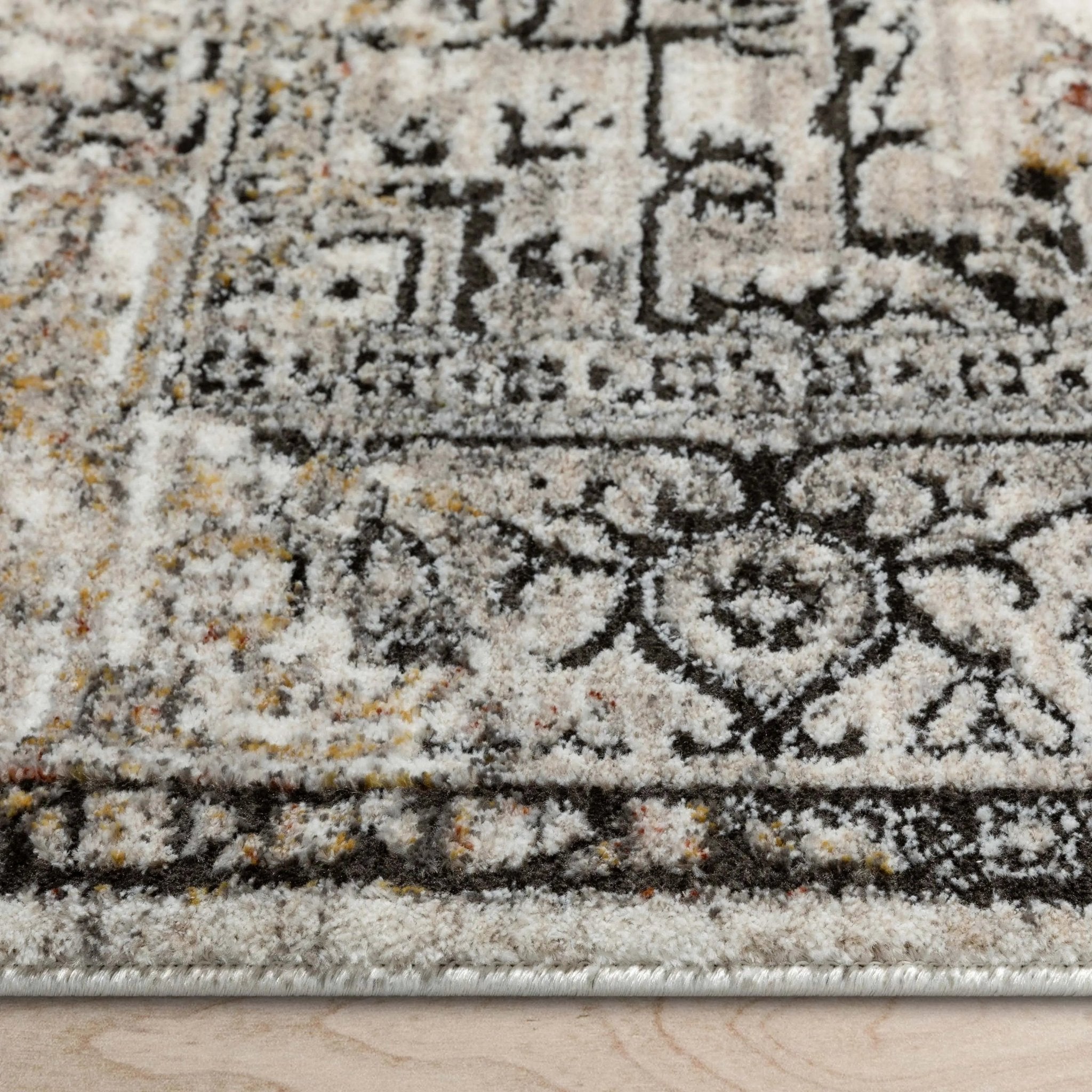 Heriz Medallion Modern Vintage Grey Ivory High-Low Rug、mySite、gigharbornorthrealestate