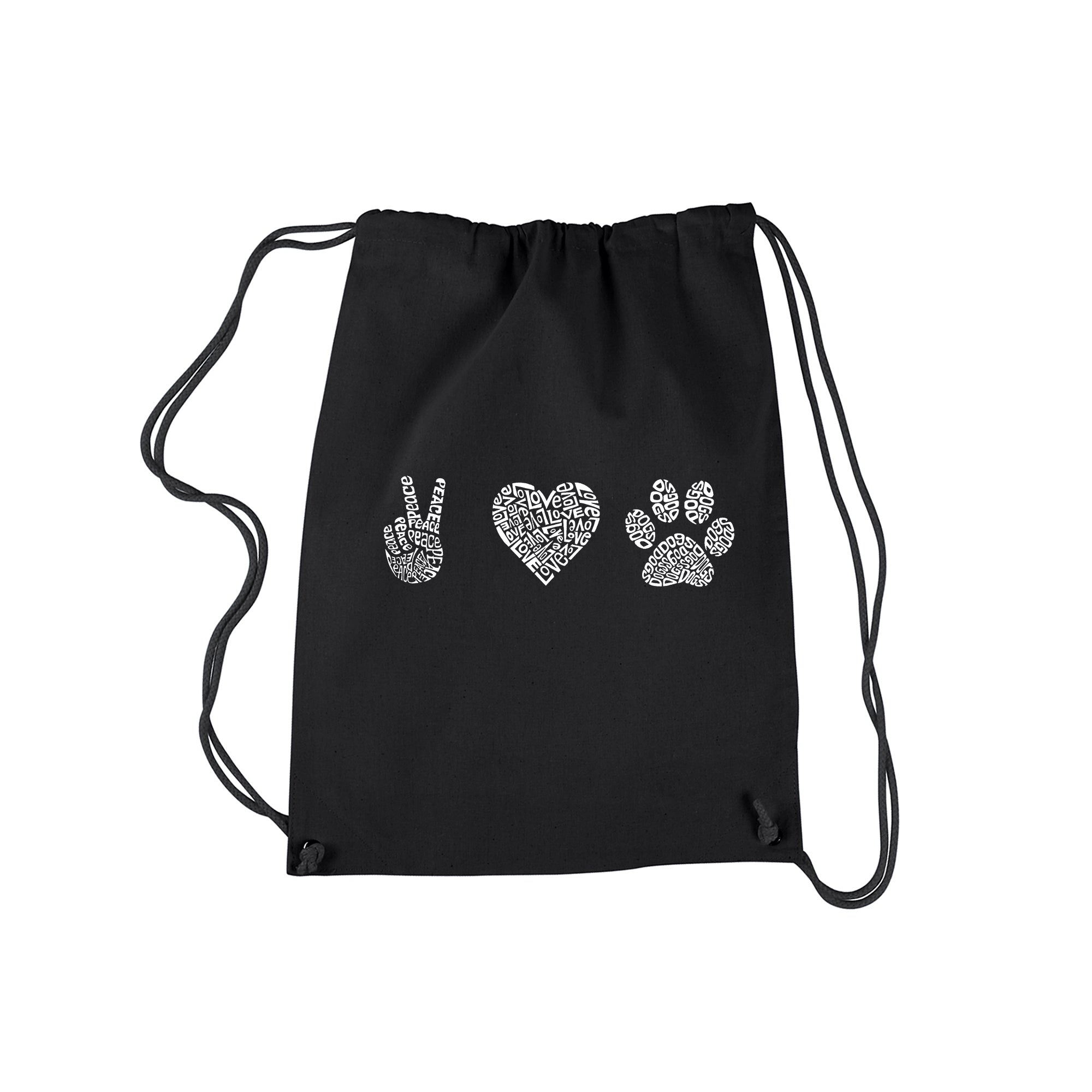 Peace Love Dogs - Drawstring Backpack、mySite、camillekostekn