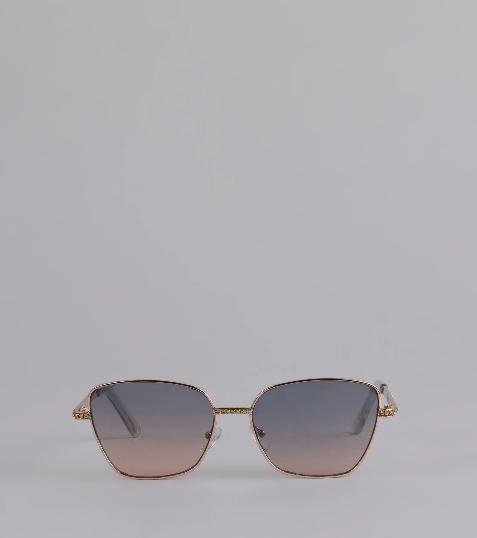  Too Glam To Shade Square Rhinestone Trim Sunglasses、mySite、justintrudeaud