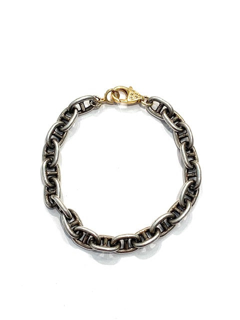 Erin Steele Jewelry Thick Mariner Chain Bracelet w/ Diamond Clasp、mySite、noshort