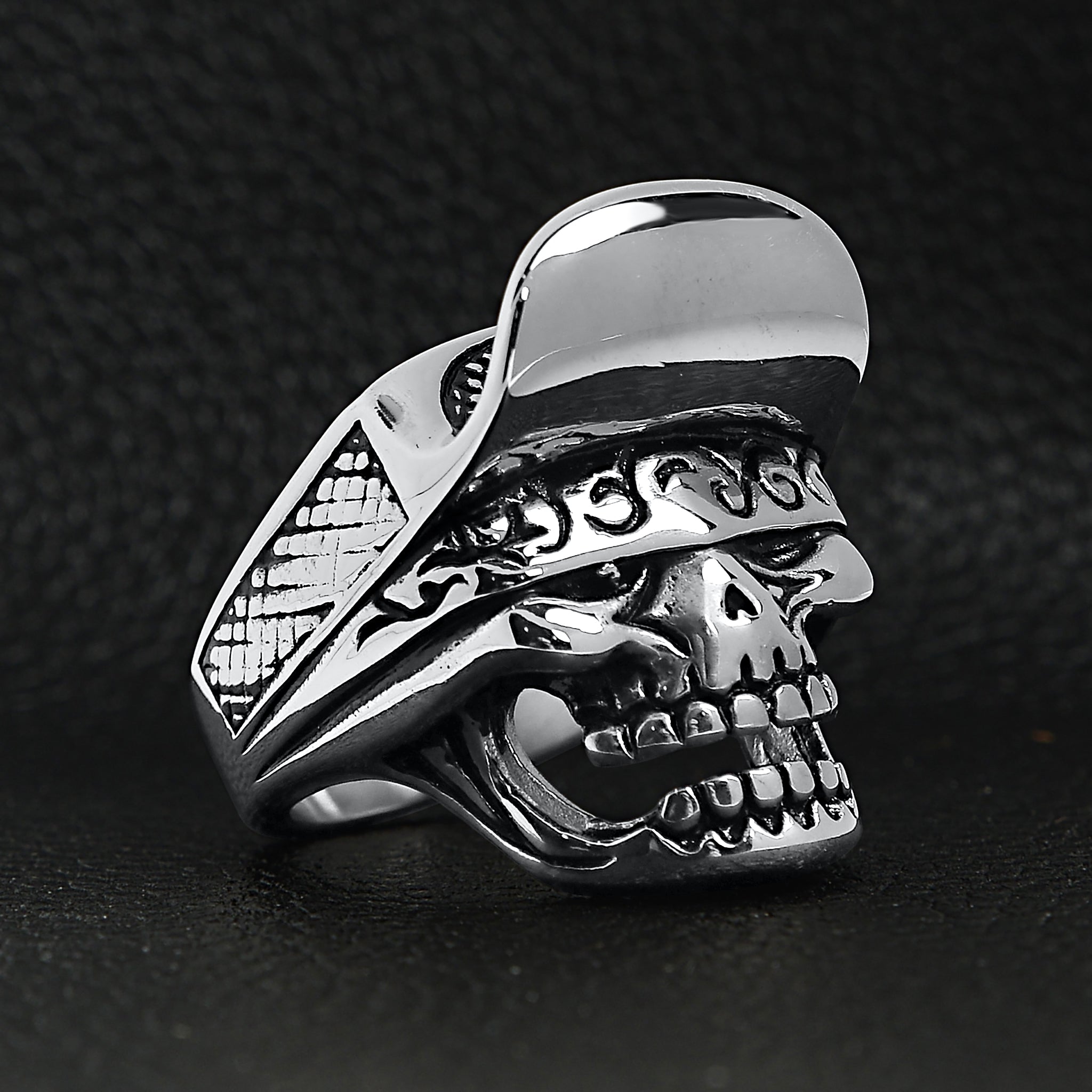 Stainless Steel Trucker Hat Skull Ring / SCR4038、mySite、dreamappss