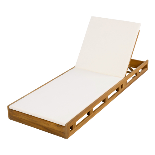 LOUNGE CHAISE SET, ACACIA WOOD WITH WATER-RESISTANT LOUNGE CUSHIONS (CREAM & 4 INCH THICK) - MATCHING DARK GREY VERSION AVAILABLE、、eastwooduniform