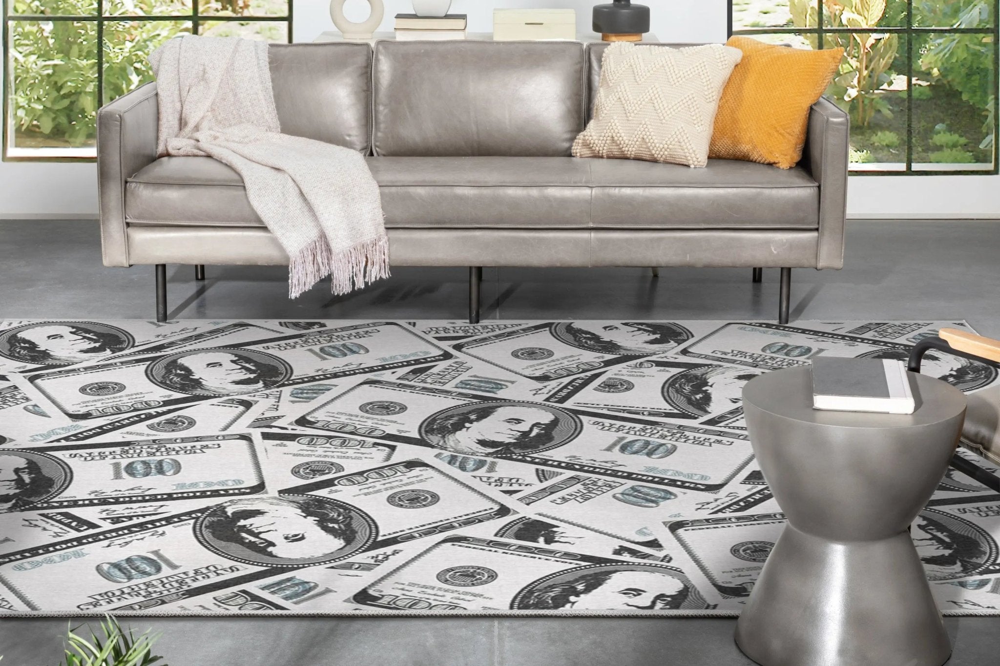 Hundred Dollar Bill Stacked Green Novelty Runner Flat-Weave Rug、mySite、gigharbornorthrealestate