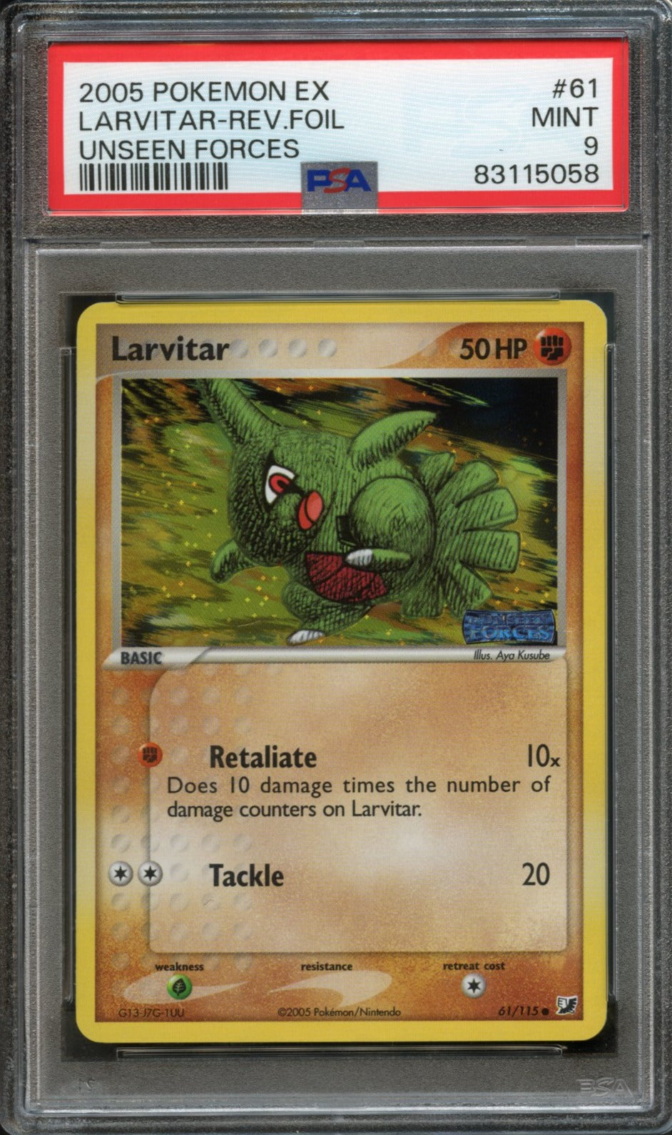 Larvitar Reverse Holo #61 PSA 9 Unseen Forces、mySite、waistdrama