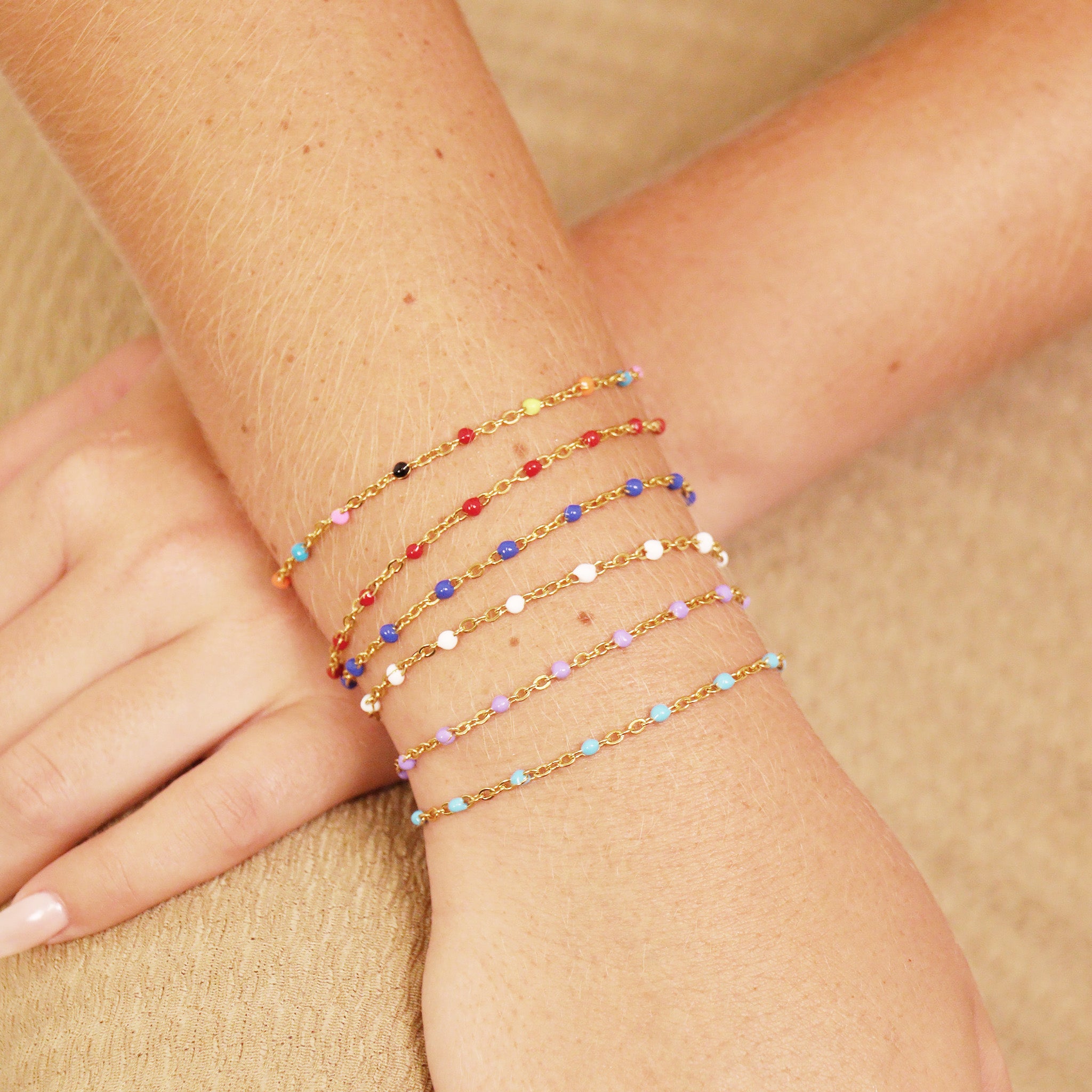 18K Gold PVD Stainless Steel Beaded Chain - By The Foot / SPL1015、mySite、dreamappss