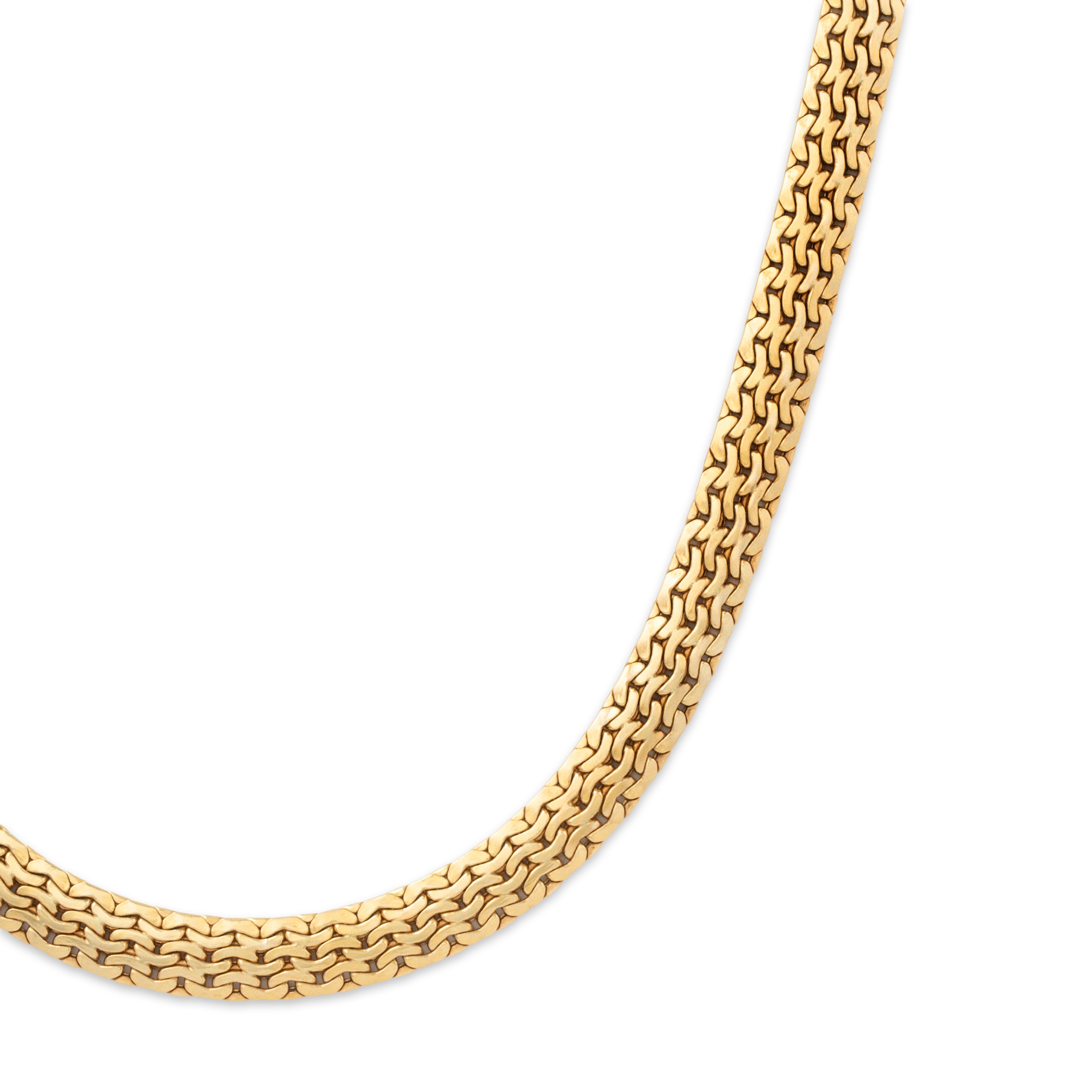 Vintage Italian 14k Yellow Gold Interlocking Chain Statement Necklace 17、mySite、hinf8tx79