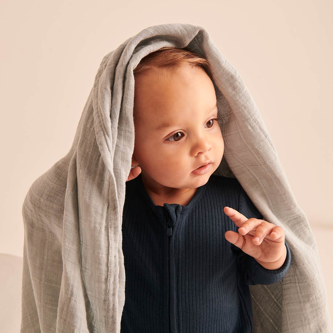  MORI Ribbed Clever Zip Sleepsuit - Navy、mySite、merchandisen