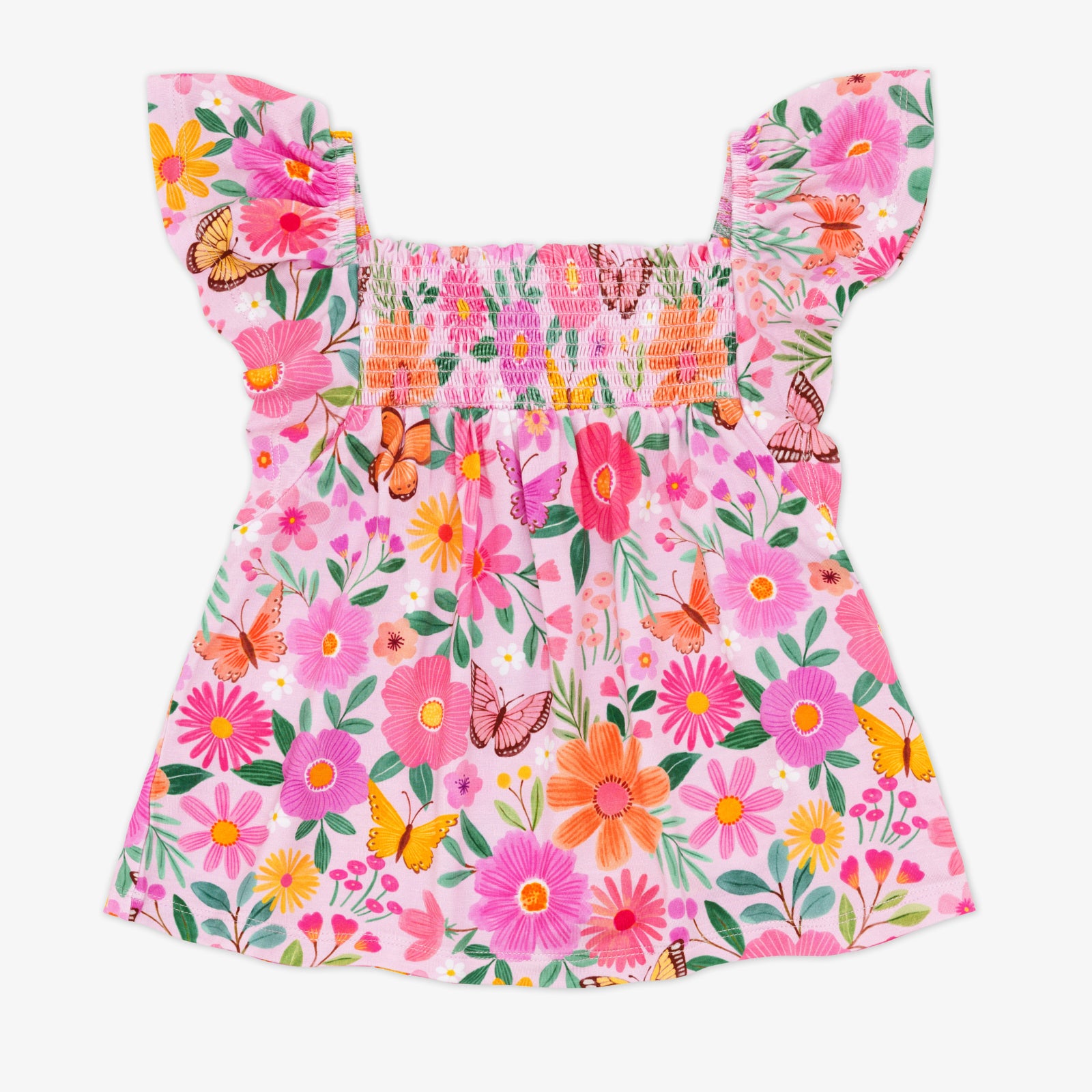  Butterfly Blooms Smocked Flutter Top、mySite、layawaytickets