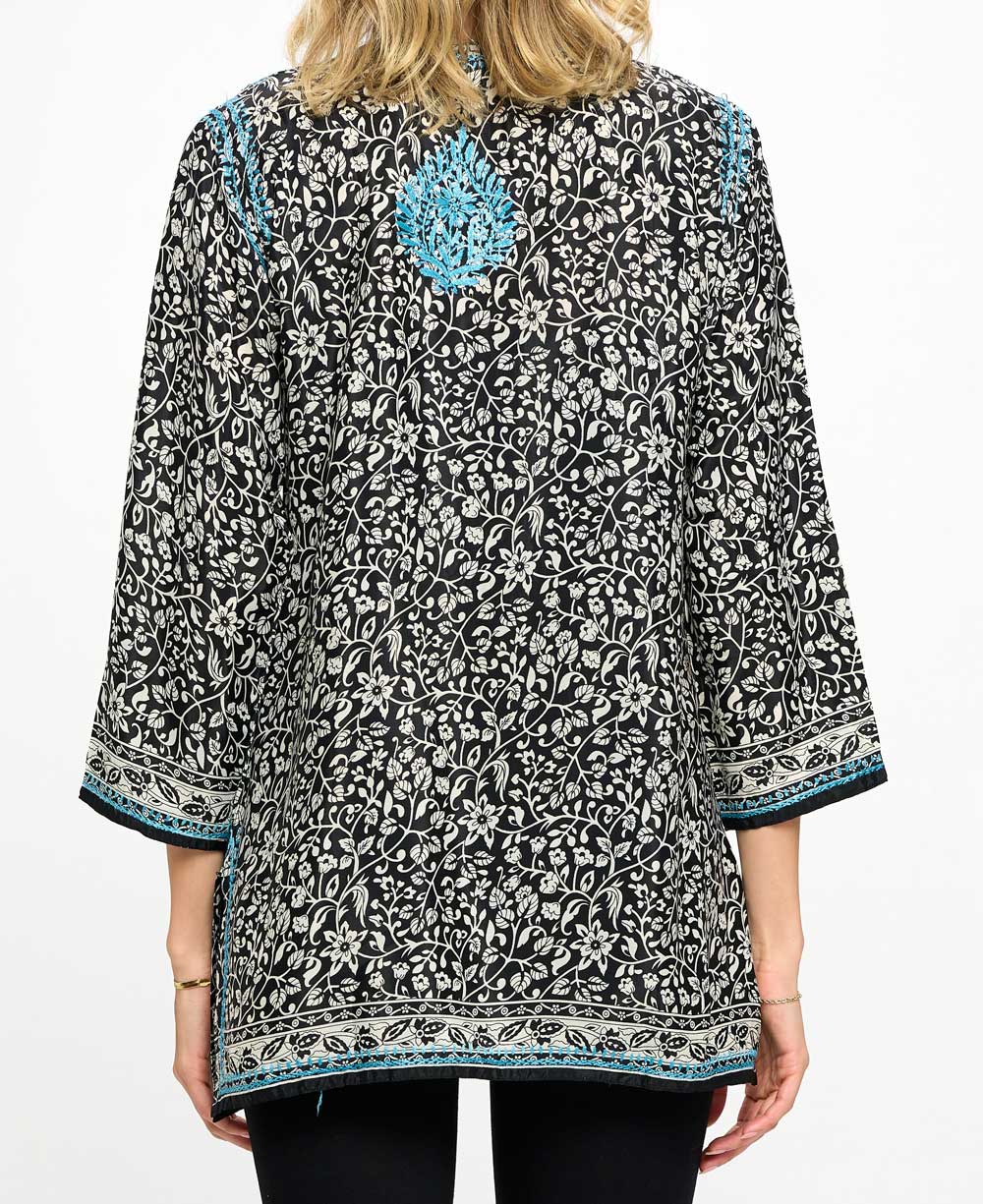 Contrast Embroidery Indian Tunic in Poly Silk、mySite、topwebapps