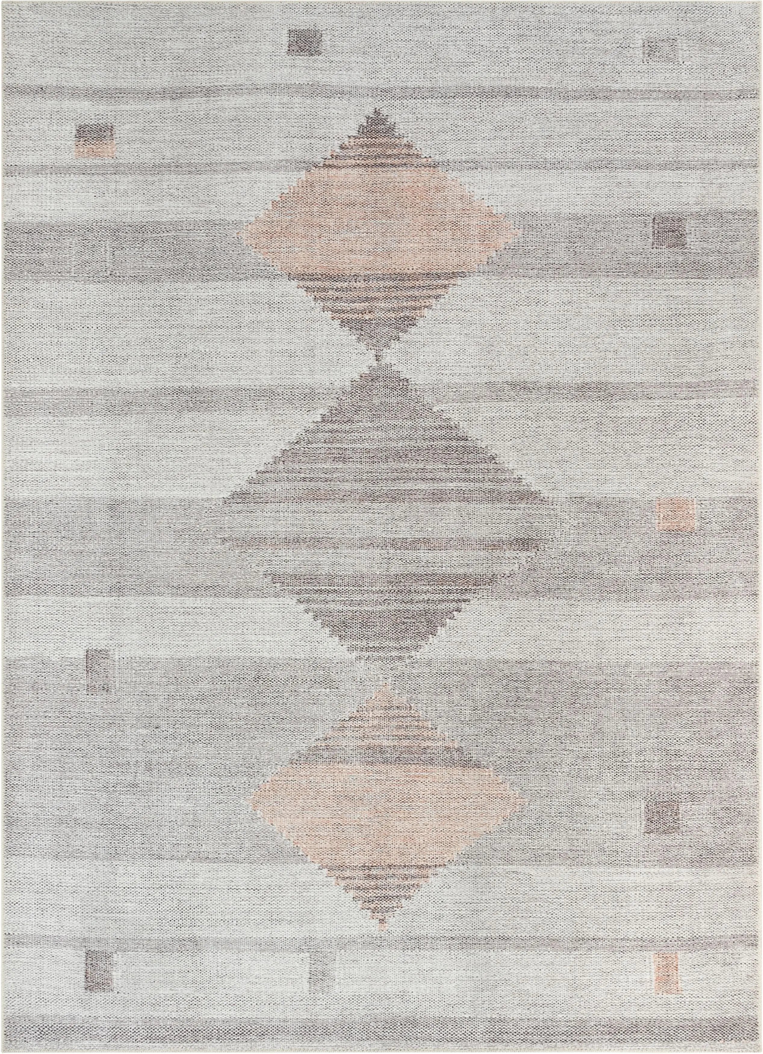 Argonne Machine Washable Vintage Southwestern Diamond Pattern Grey Flat-Weave Distressed Rug、mySite、gigharbornorthrealestate