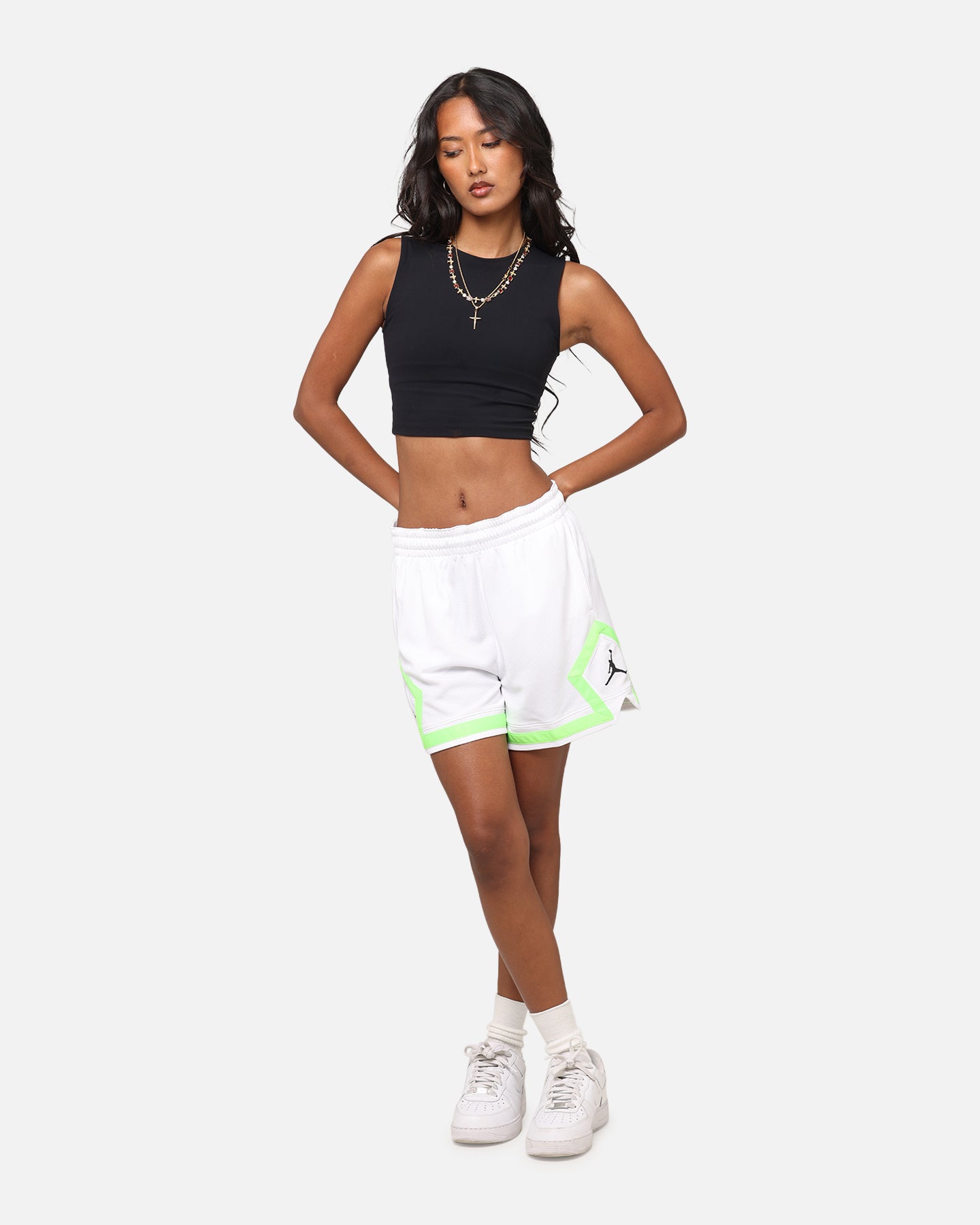 Jordan Women's Dr-FIT 4 Sport Diamond Shorts White/White/Green、mySite、zt4zffjzw
