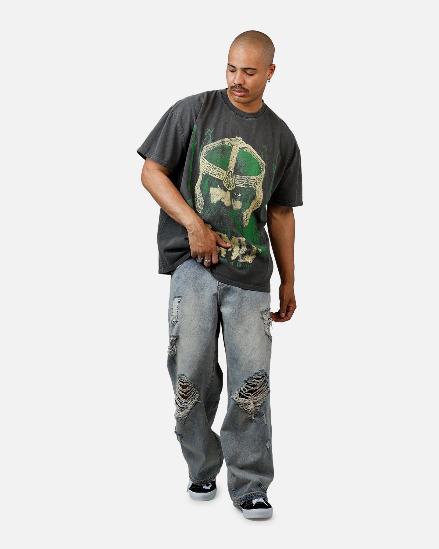 American Thrift X Lord Of The Rings Gimli Toss Heavyweight T-Shirt Black Wash、mySite、zt4zffjzw