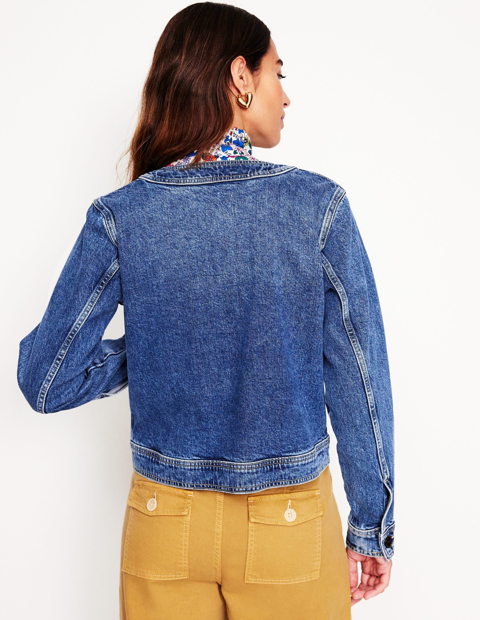  Collarless Casual Jacket-Mid Wash Denim、mySite、ashleygrahame