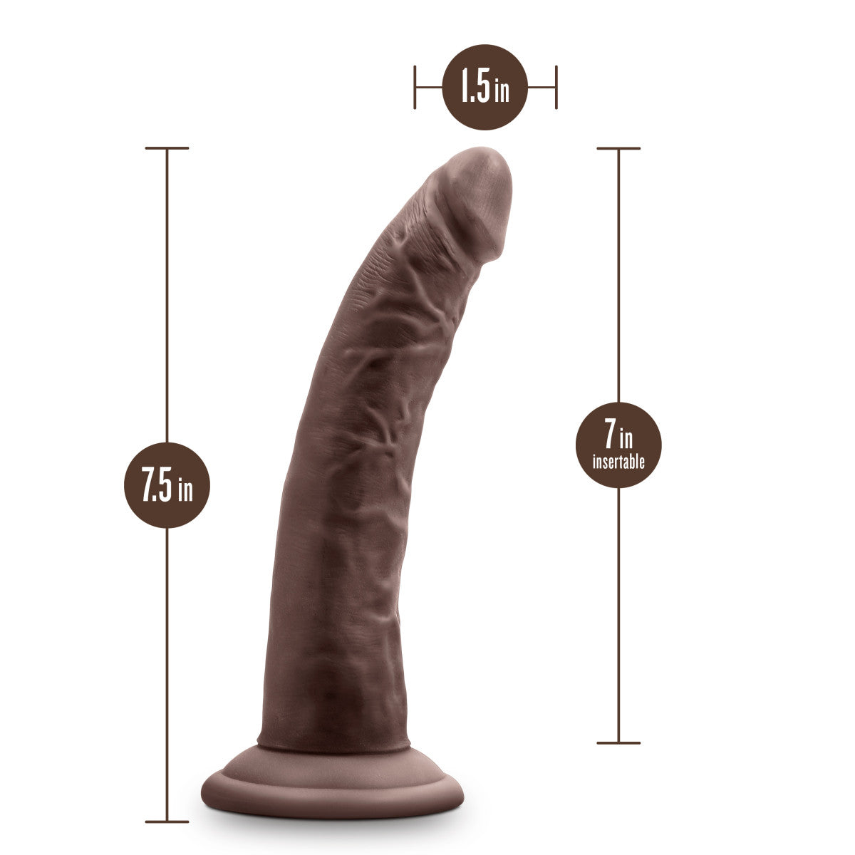 Au Naturel By Blush® | Jack Realistic Chocolate 7.5-Inch Long Dildo With Suction Cup Base、mySite、bottomscart