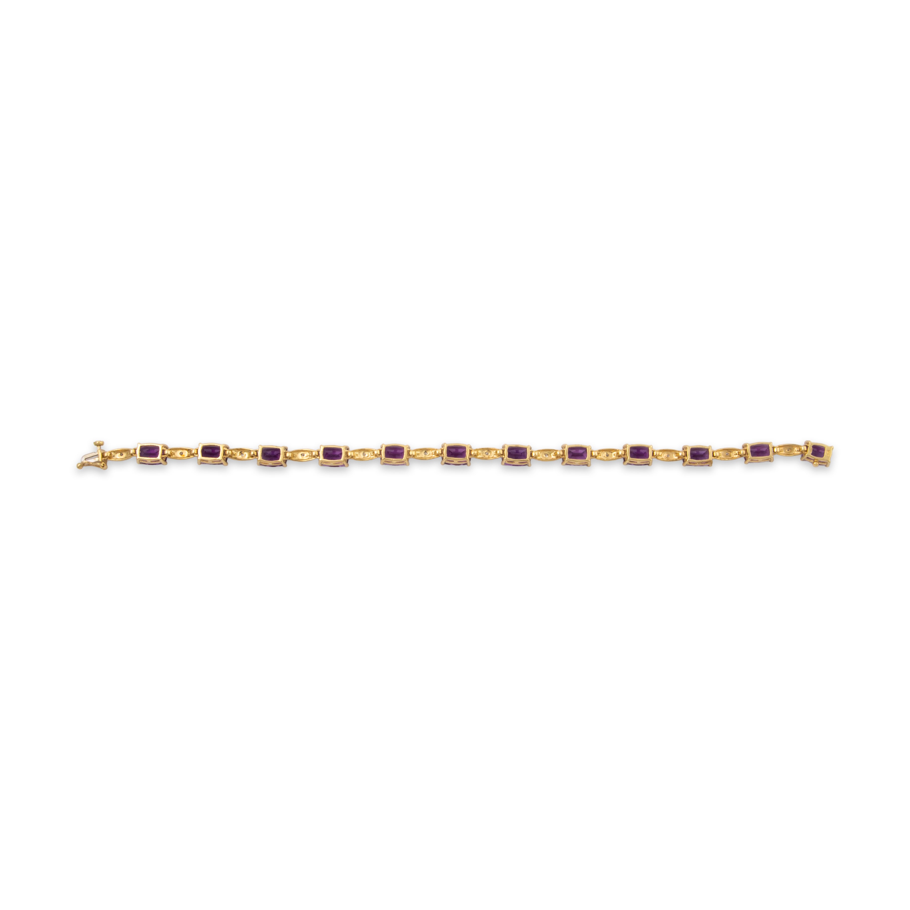 Vintage 10k Yellow Gold 8.5cttw Amethyst Diamond Checkerboard Bracelet 6.75、mySite、hinf8tx79