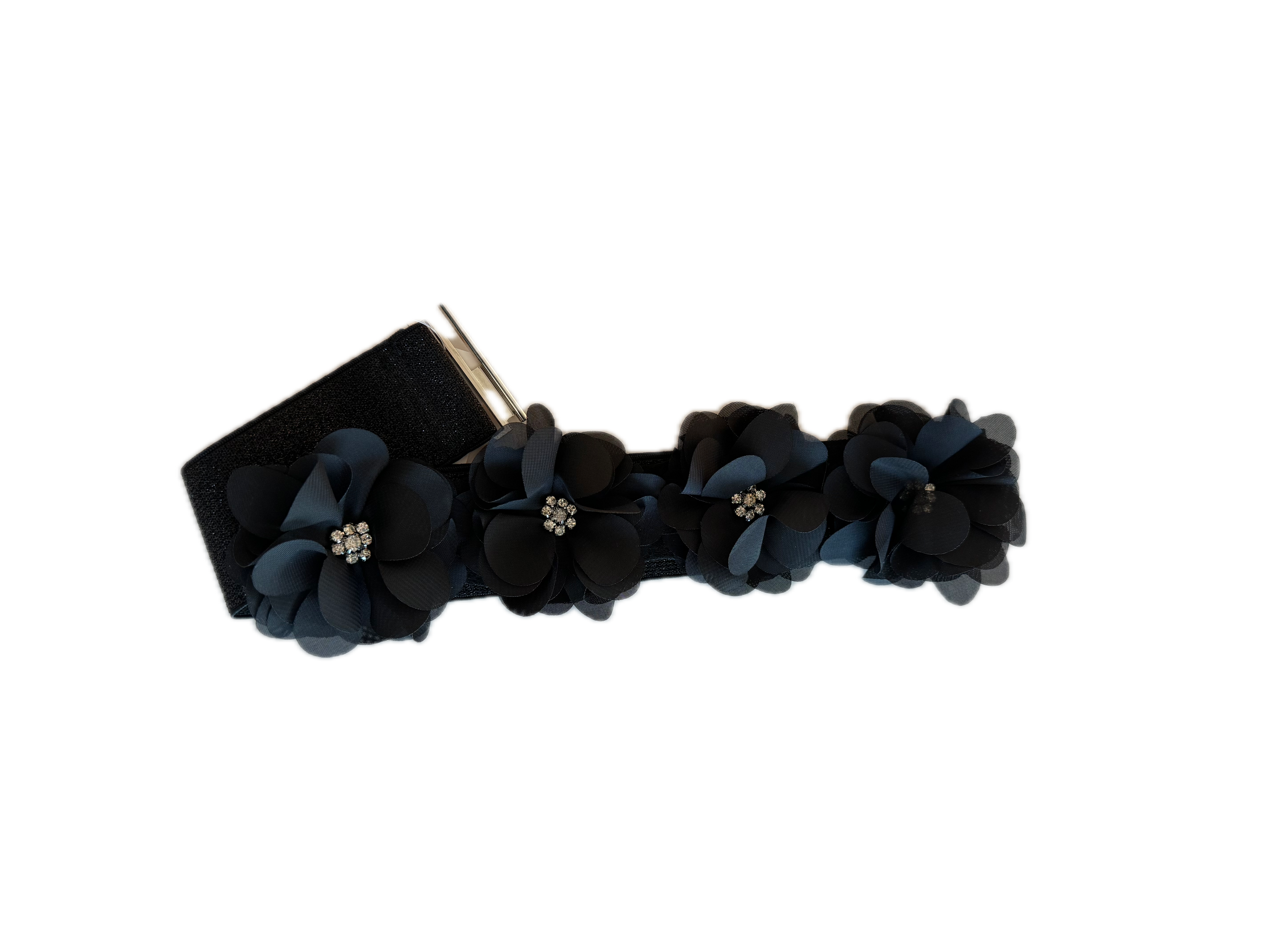  Black Sparkle Stretch Belt with Organza Flowers、mySite、justintrudeaud