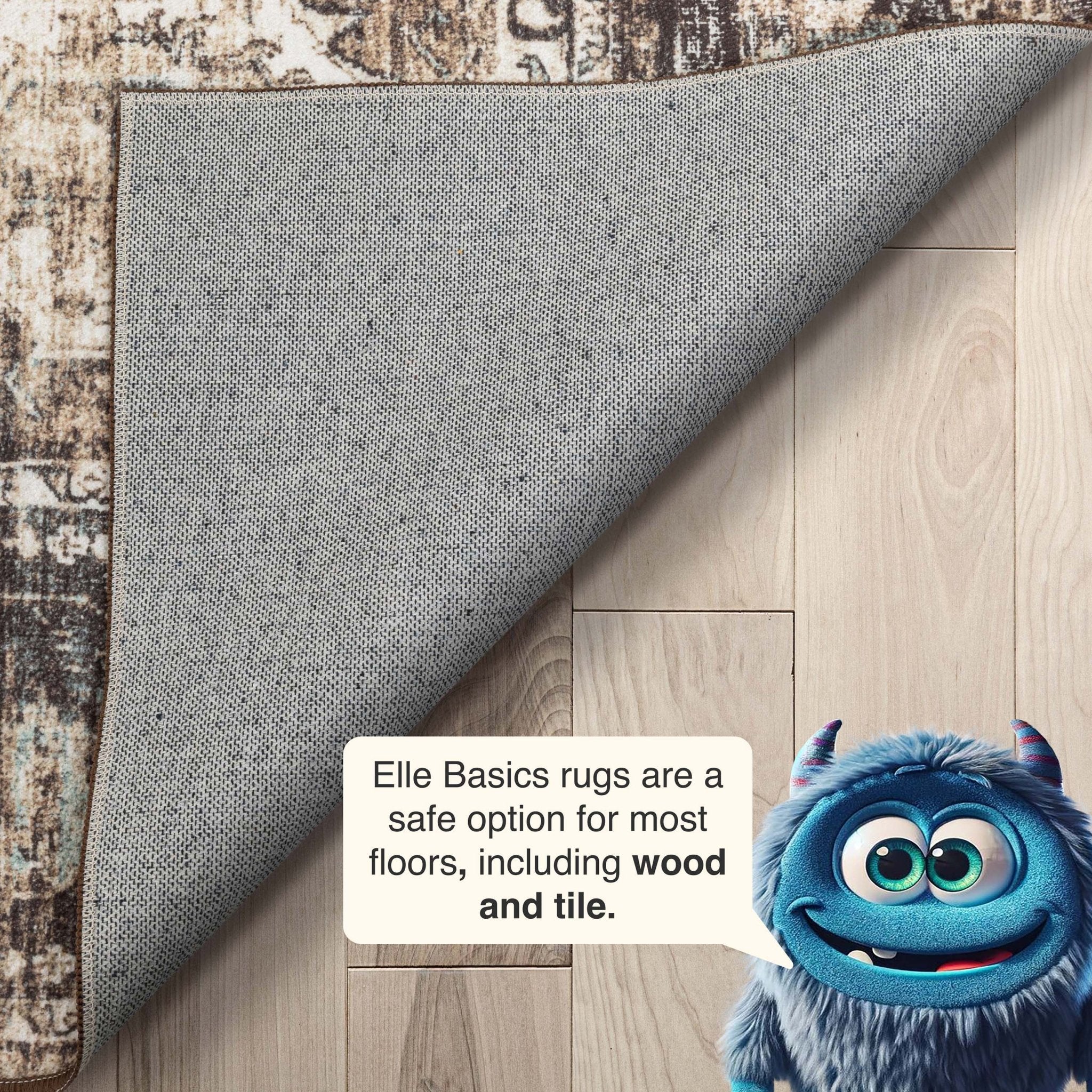 Elle Basics Intrigue Easy-Clean Washable Rug - Durable, Non-Slip, Low-Profile Design for Home Comfort、mySite、gigharbornorthrealestate