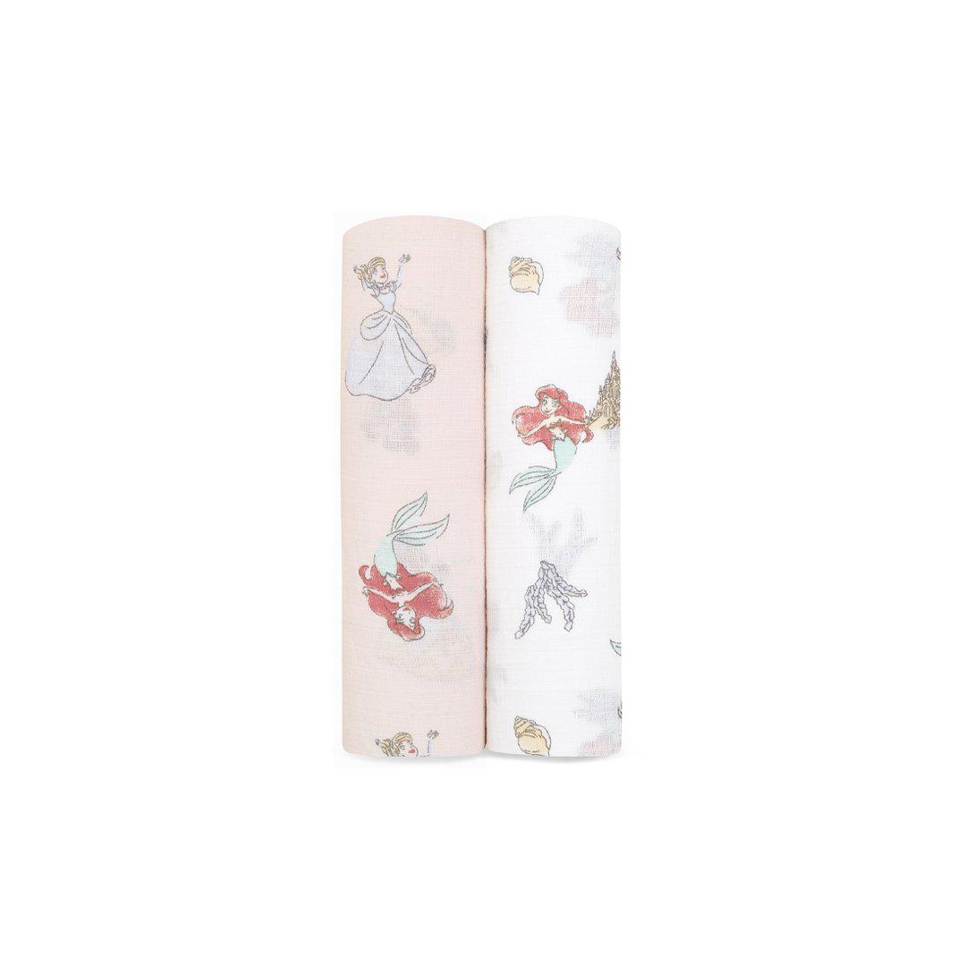  aden + anais Essentials Cotton Muslin Swaddle Blankets - Disney Princess - 2 Pack、mySite、merchandisen