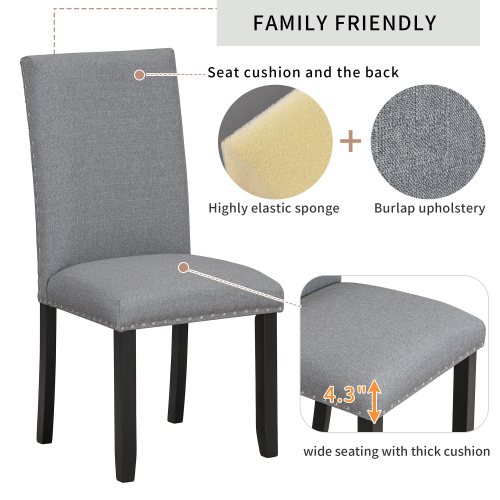 TREXM Faux Marble 5-Piece Dining Set Table with 4 Thicken Cushion Dining Chairs Home Furniture, White/Beige+Black、、casual