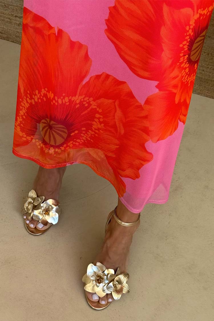 Pink Poppy Sleeveless Mesh Dress、mySite、solidvoid